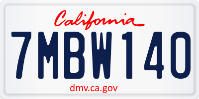 CA license plate 7MBW140