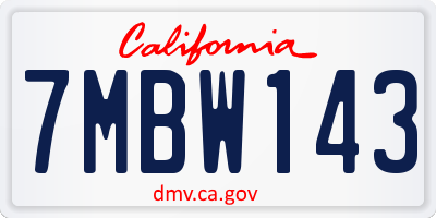 CA license plate 7MBW143