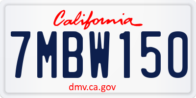 CA license plate 7MBW150
