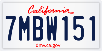 CA license plate 7MBW151