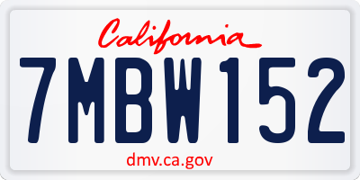 CA license plate 7MBW152