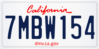 CA license plate 7MBW154