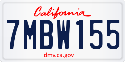 CA license plate 7MBW155
