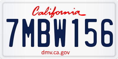 CA license plate 7MBW156