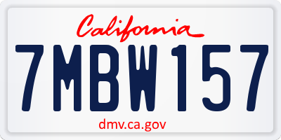 CA license plate 7MBW157