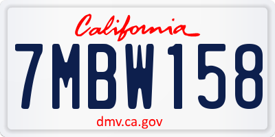 CA license plate 7MBW158
