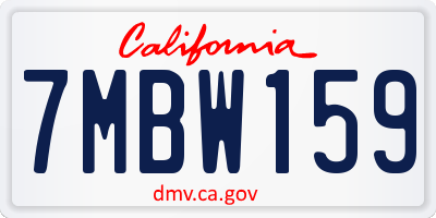 CA license plate 7MBW159
