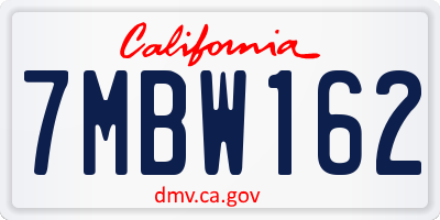 CA license plate 7MBW162