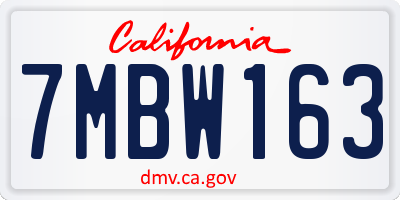 CA license plate 7MBW163