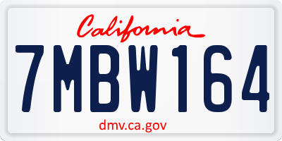 CA license plate 7MBW164
