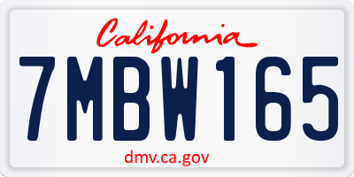 CA license plate 7MBW165