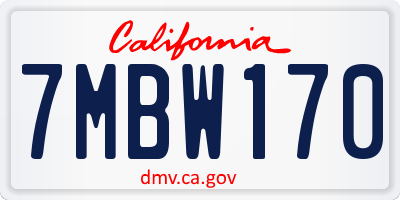 CA license plate 7MBW170