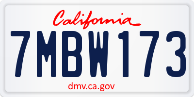 CA license plate 7MBW173
