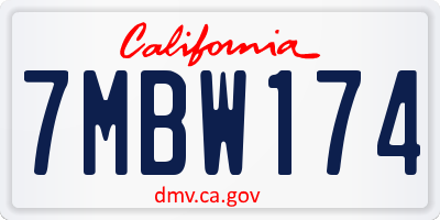 CA license plate 7MBW174