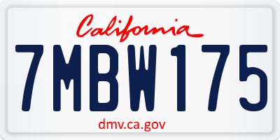 CA license plate 7MBW175
