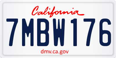 CA license plate 7MBW176