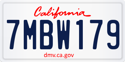 CA license plate 7MBW179