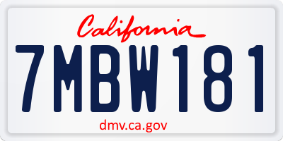 CA license plate 7MBW181