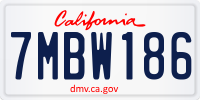 CA license plate 7MBW186