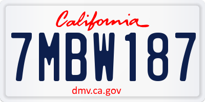 CA license plate 7MBW187