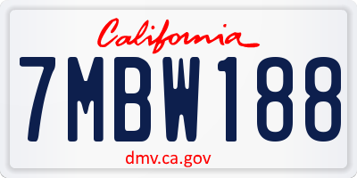 CA license plate 7MBW188