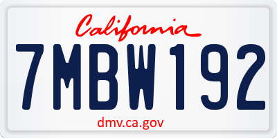 CA license plate 7MBW192