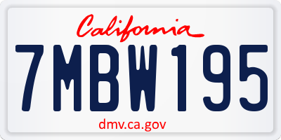 CA license plate 7MBW195