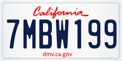 CA license plate 7MBW199