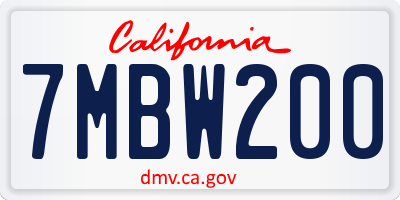 CA license plate 7MBW200