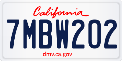 CA license plate 7MBW202