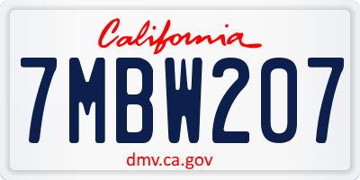 CA license plate 7MBW207