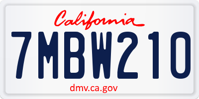 CA license plate 7MBW210