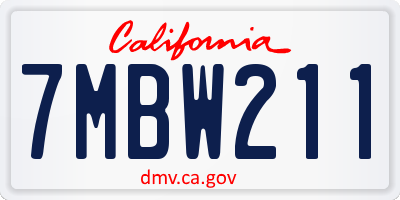 CA license plate 7MBW211