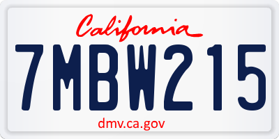 CA license plate 7MBW215