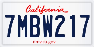 CA license plate 7MBW217