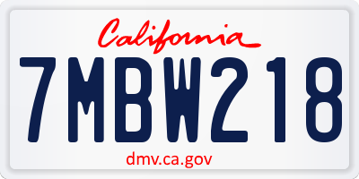 CA license plate 7MBW218