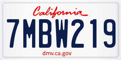 CA license plate 7MBW219