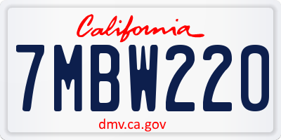CA license plate 7MBW220