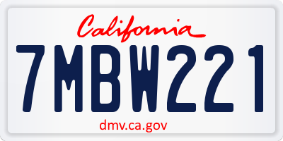 CA license plate 7MBW221