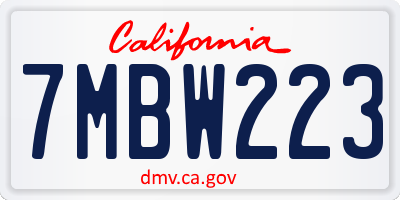 CA license plate 7MBW223