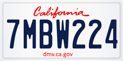 CA license plate 7MBW224