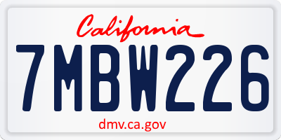 CA license plate 7MBW226