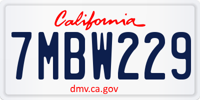 CA license plate 7MBW229