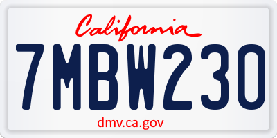 CA license plate 7MBW230