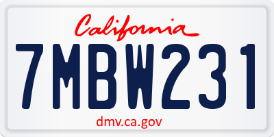 CA license plate 7MBW231