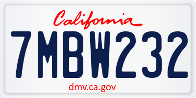 CA license plate 7MBW232