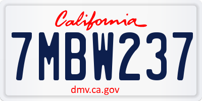 CA license plate 7MBW237