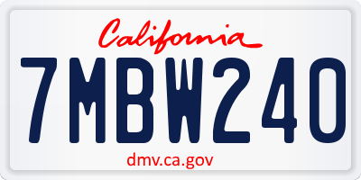 CA license plate 7MBW240