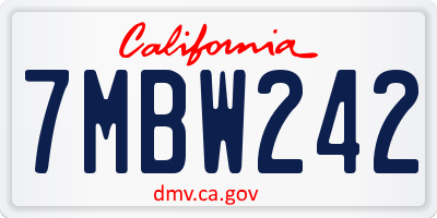 CA license plate 7MBW242