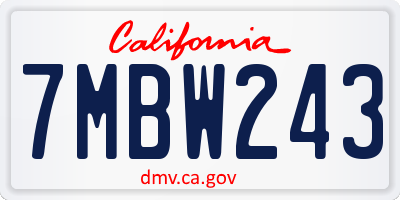 CA license plate 7MBW243